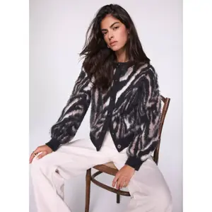 Mint Velvet Neutral Zebra Knit Cardigan